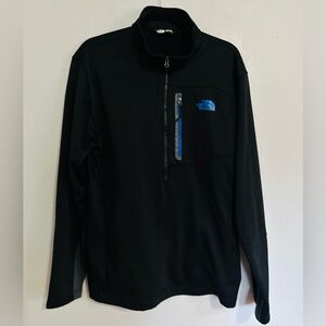 The North Face Men’s Black Quarter Zip Jacket XL Blue Logo Softshell Athleisure